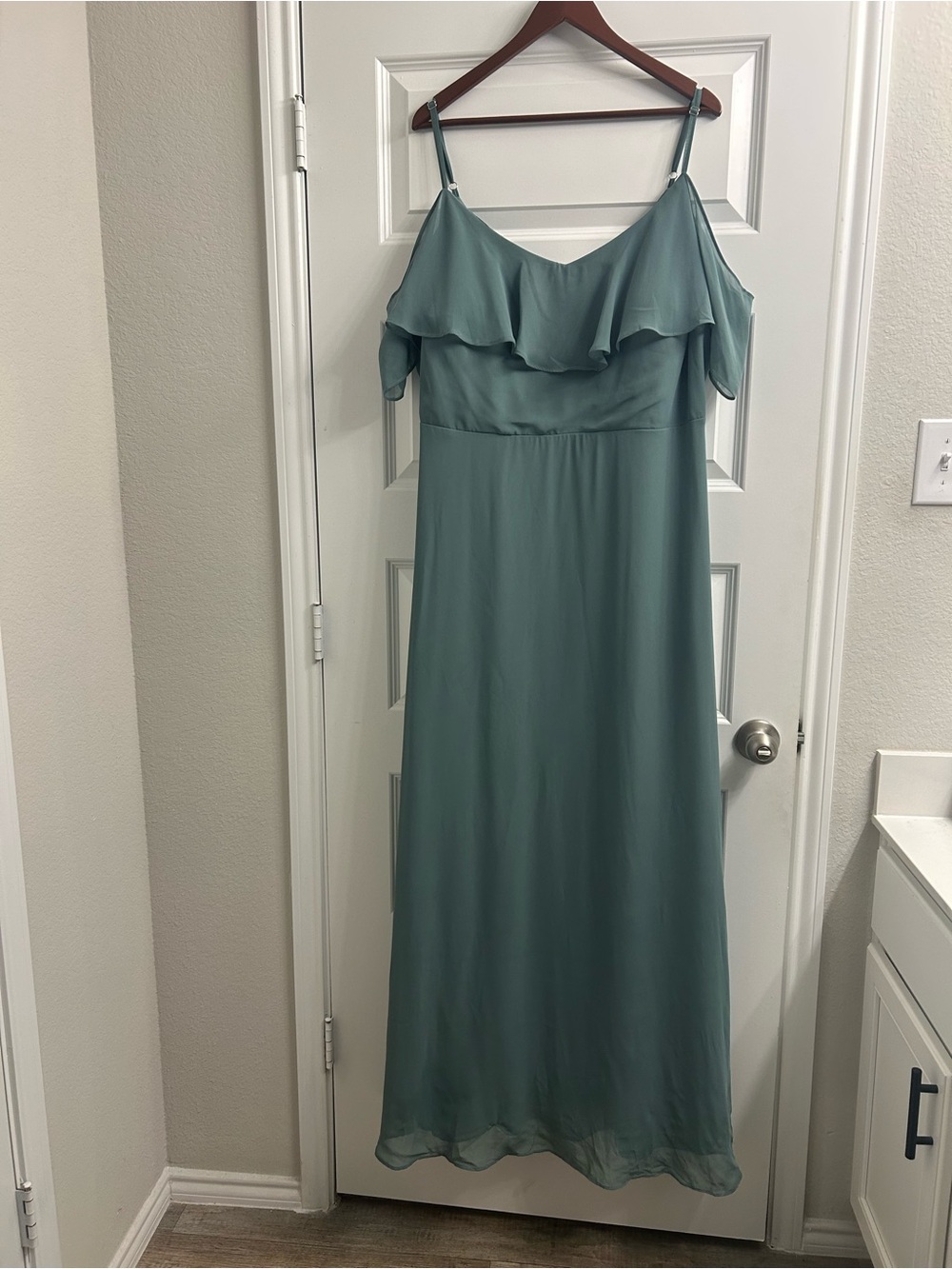Birdy Grey Sage Green Off-Shoulder Maxi Dress